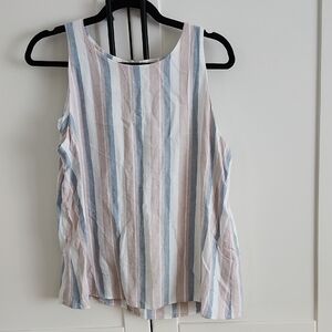 💙Reitmans Multicolor Striped 30% Linen Tank Top